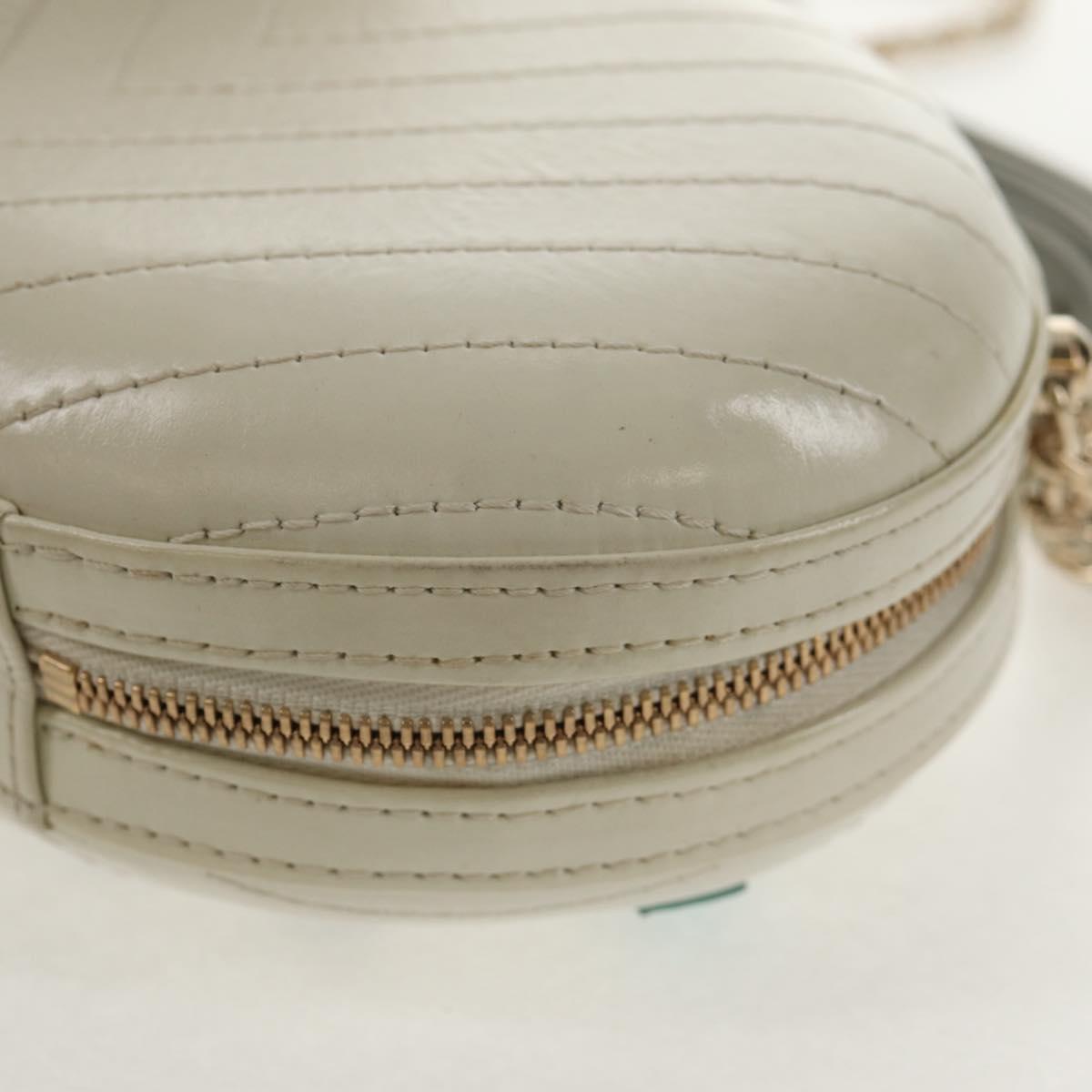 CHANEL V stitch Chain Shoulder Bag Leather White Gold CC Auth 146360SM
