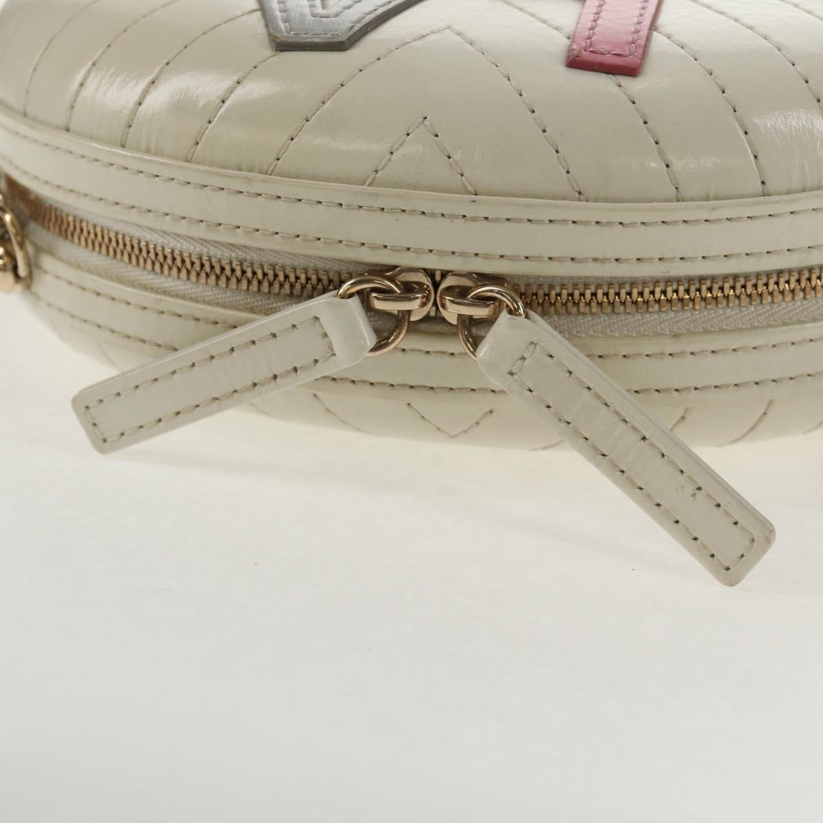 CHANEL V stitch Chain Shoulder Bag Leather White Gold CC Auth 146360A