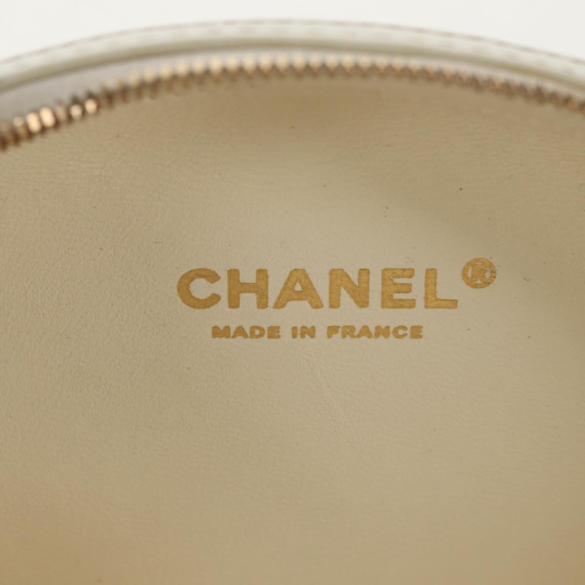 CHANEL V stitch Chain Shoulder Bag Leather White Gold CC Auth 146360SM