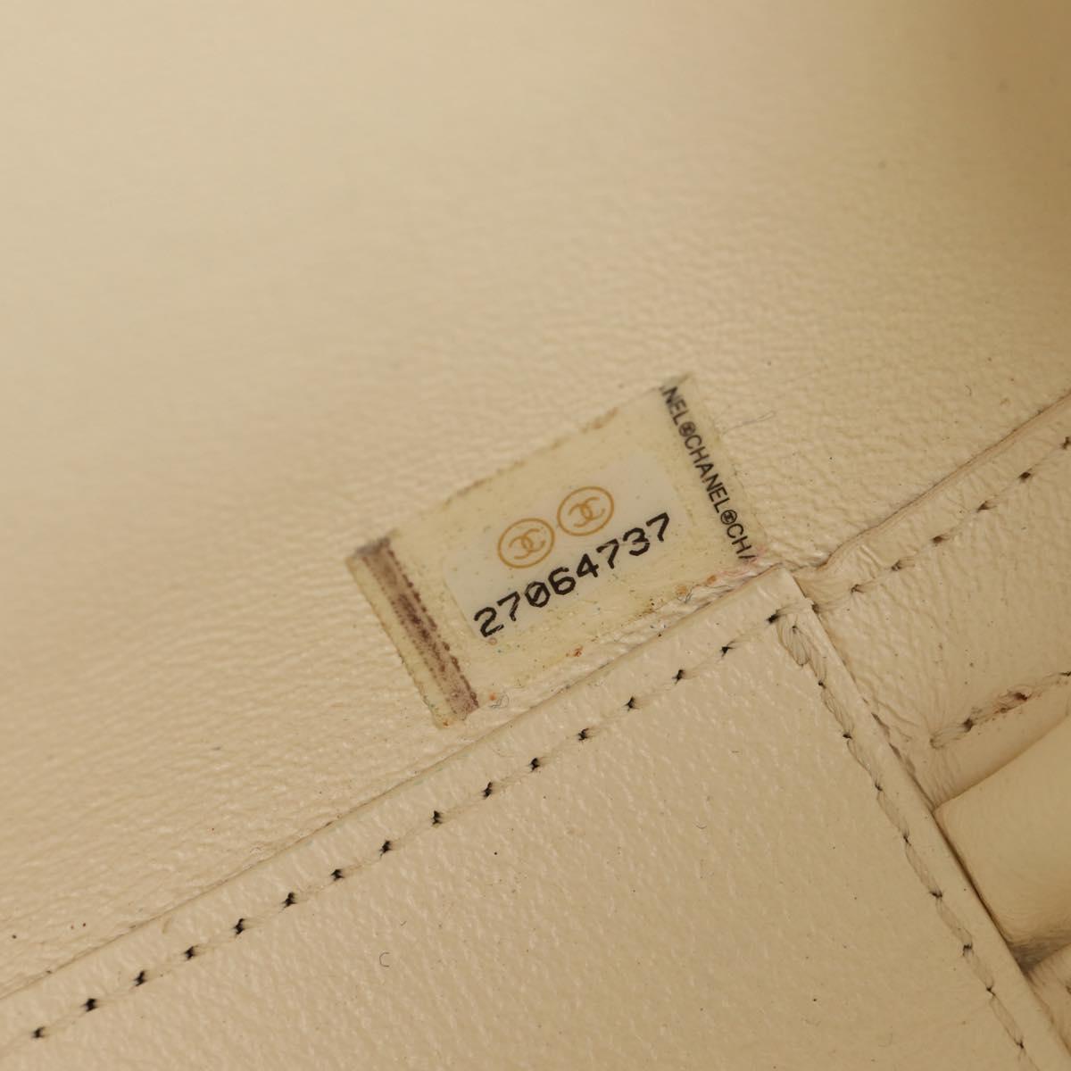 CHANEL V stitch Chain Shoulder Bag Leather White Gold CC Auth 146360A