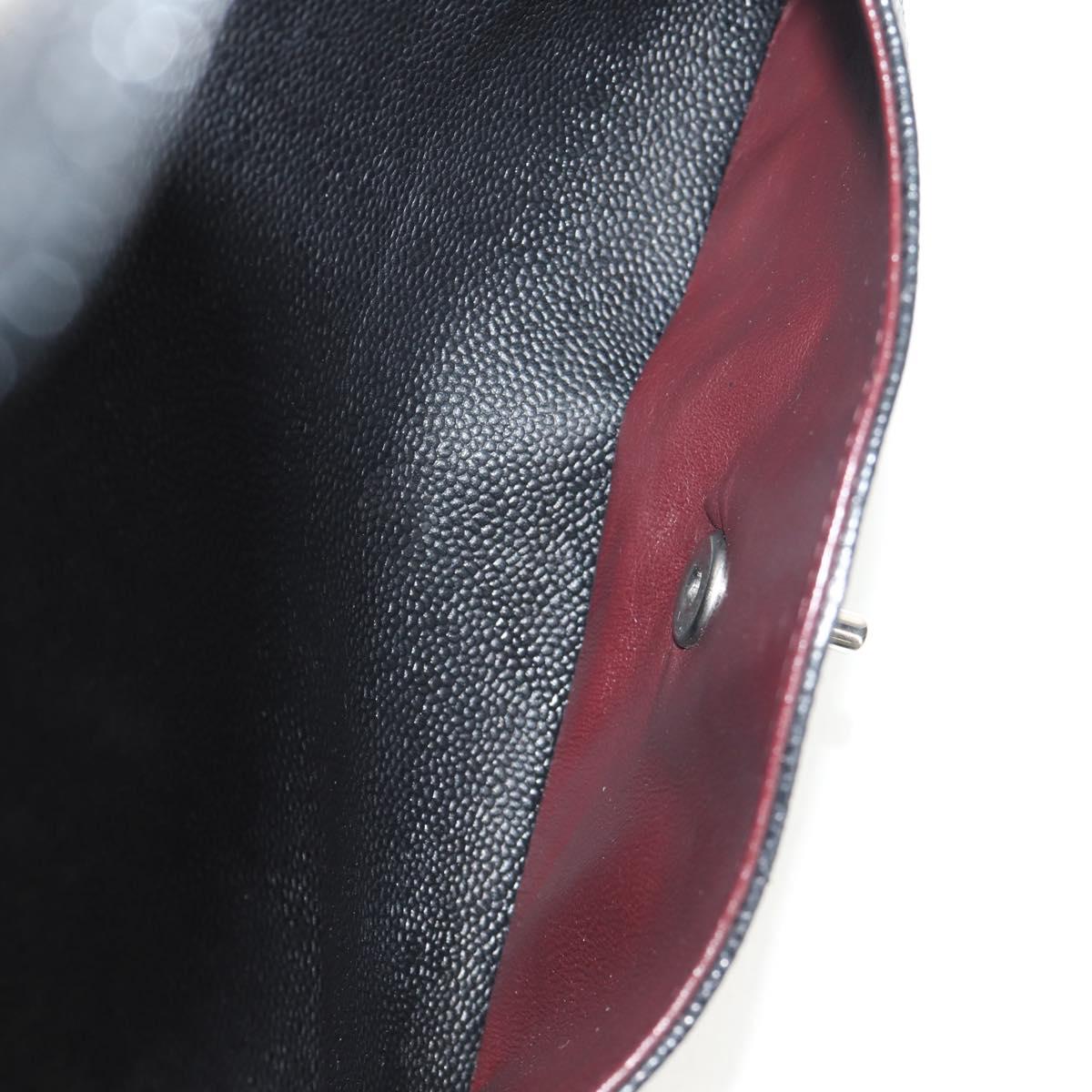 CHANEL Matelasse 30 Double Flap Chain Bag Caviar Skin Black CC Auth 146363SM