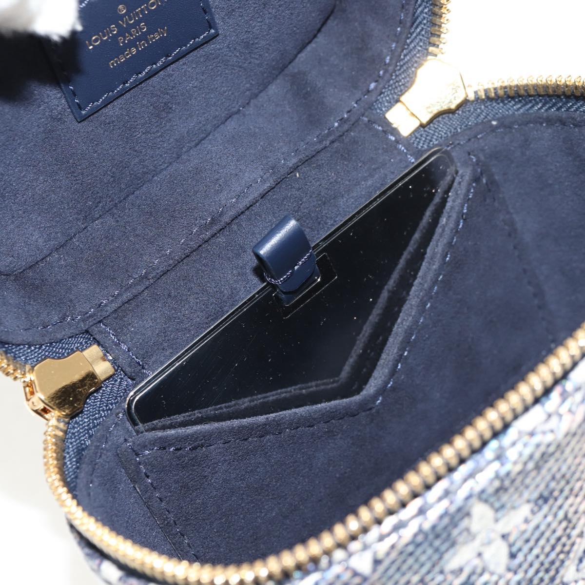LOUIS VUITTON Monogram Laminated Jacquard Microvanity Navy M82467 Auth 146365SAM