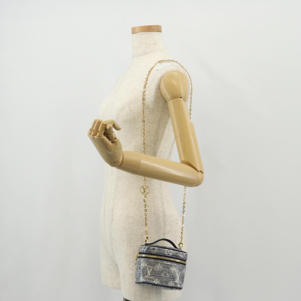 LOUIS VUITTON Monogram Laminated Jacquard Microvanity Navy M82467 Auth 146365SAM