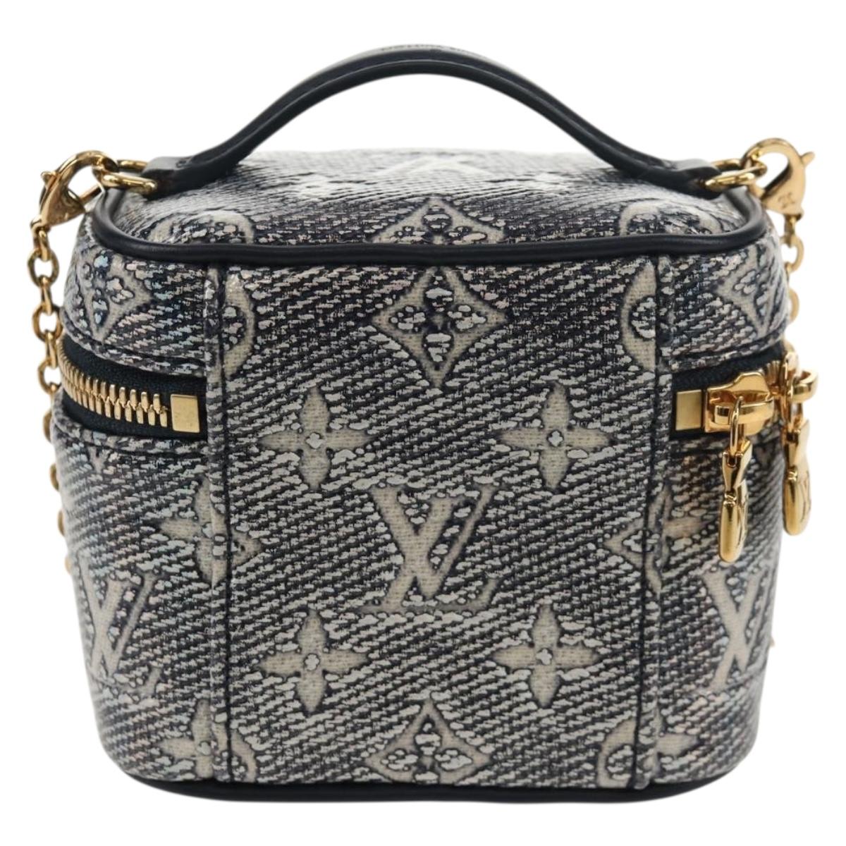 LOUIS VUITTON Monogram Laminated Jacquard Microvanity Navy M82467 Auth 146365SAM