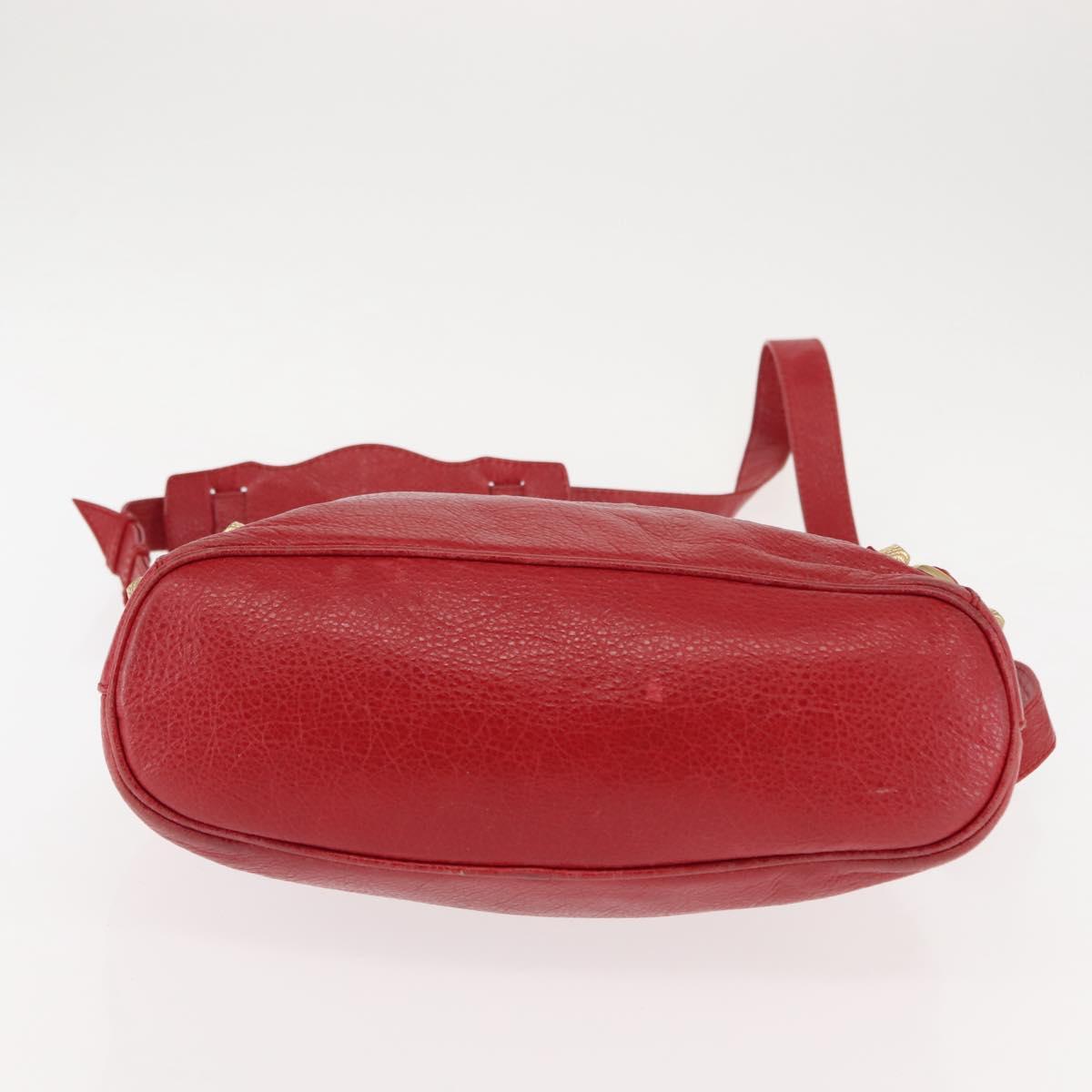 BALENCIAGA Classic bowling Hand Bag Leather 2way Red Gold Auth 146366