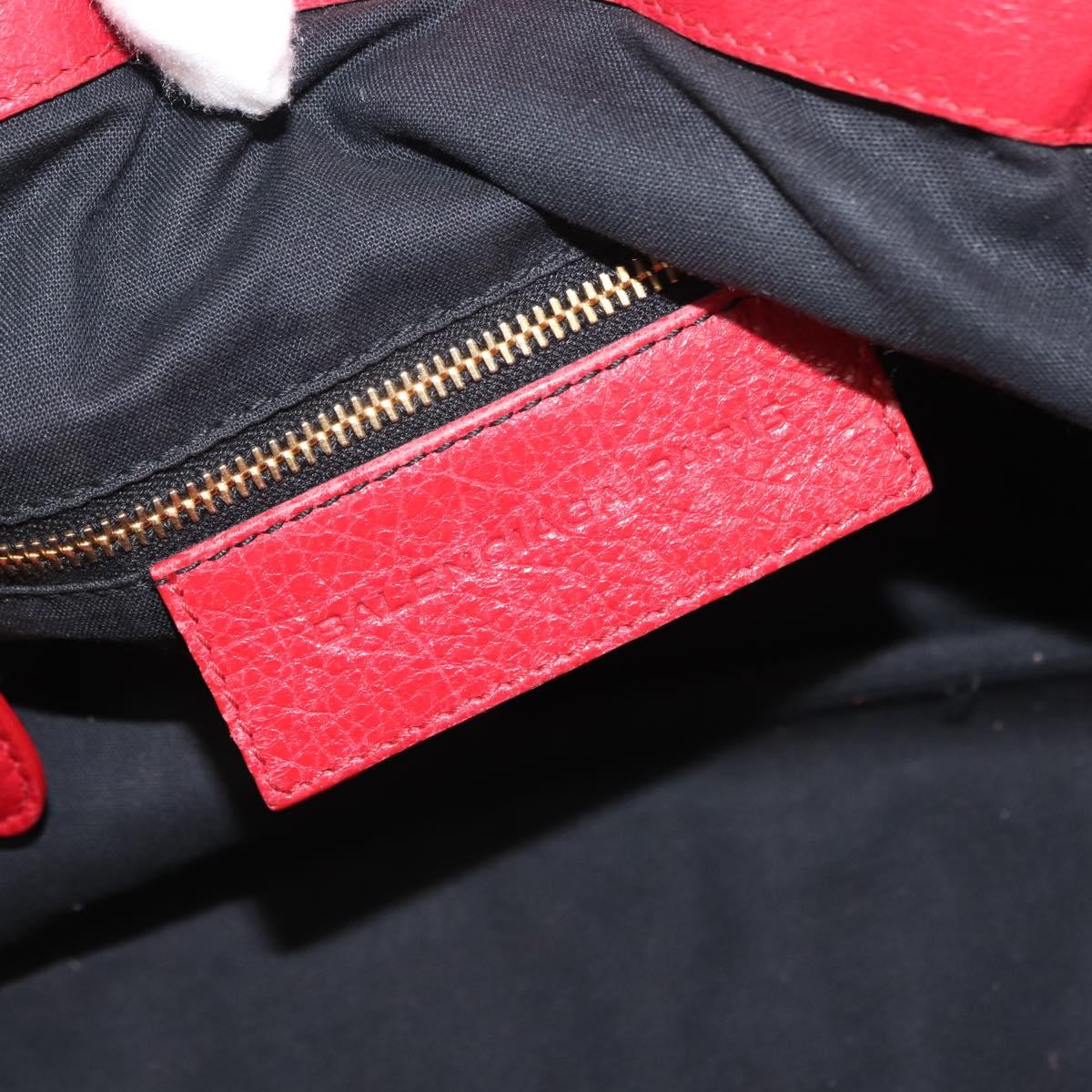 BALENCIAGA Classic bowling Hand Bag Leather 2way Red Gold Auth 146366