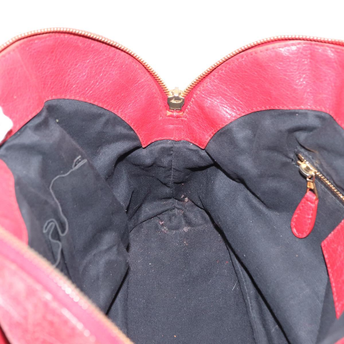BALENCIAGA Classic bowling Hand Bag Leather 2way Red Gold Auth 146366