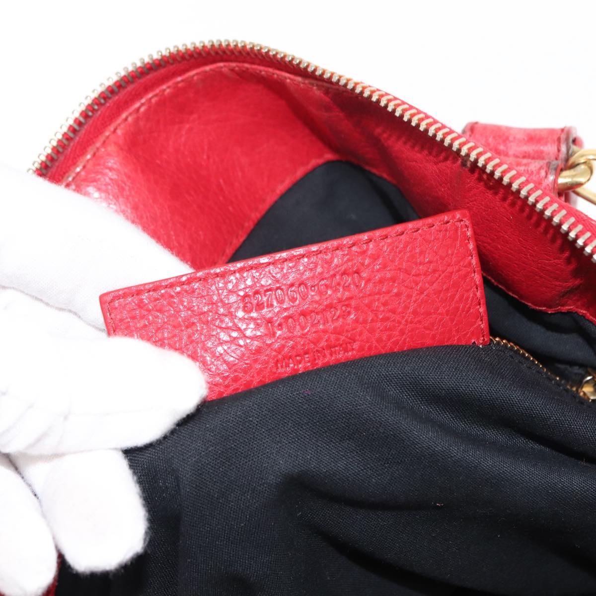 BALENCIAGA Classic bowling Hand Bag Leather 2way Red Gold Auth 146366