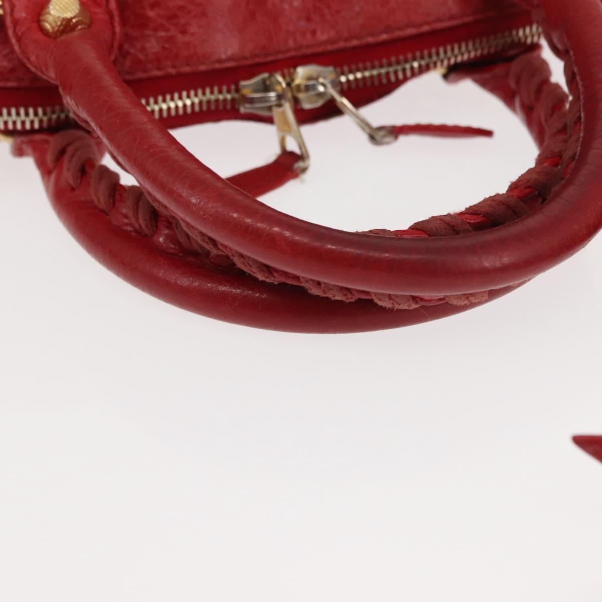 BALENCIAGA Classic bowling Hand Bag Leather 2way Red Gold Auth 146366