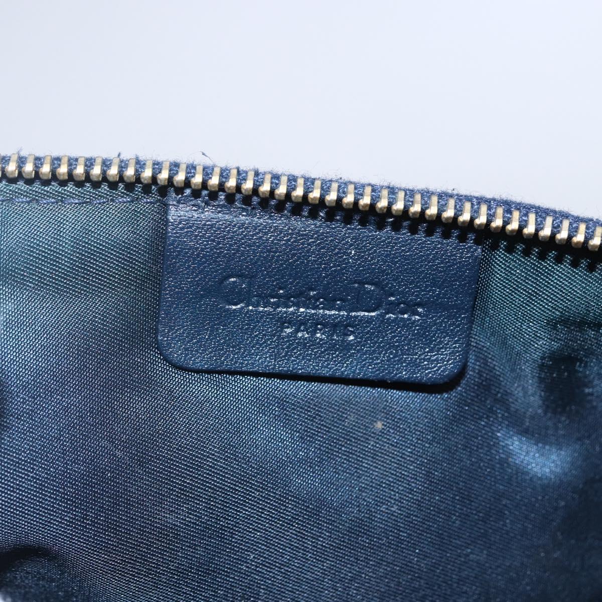 Christian Dior Trotter Canvas Saddle Pouch Navy Gold Auth 146367
