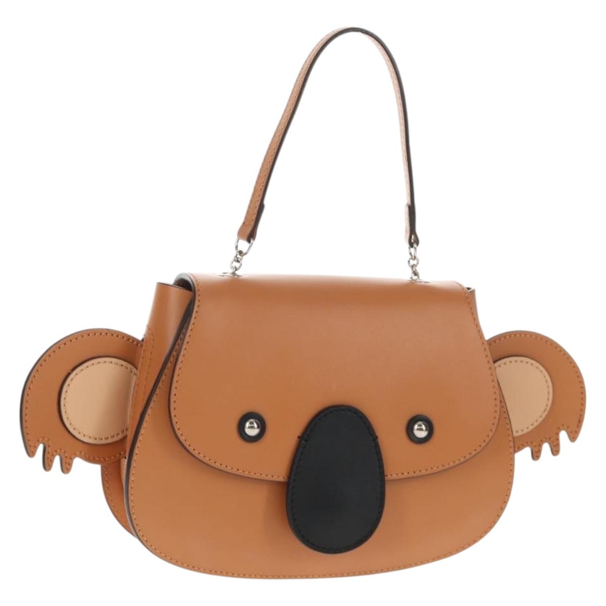 GUCCI Children's Koala Hand Bag Leather Brown Silver 605824 Auth 146368SAV