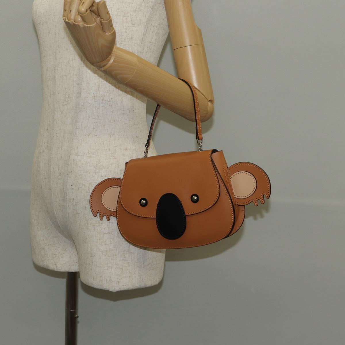 GUCCI Children's Koala Hand Bag Leather Brown Silver 605824 Auth 146368SAV