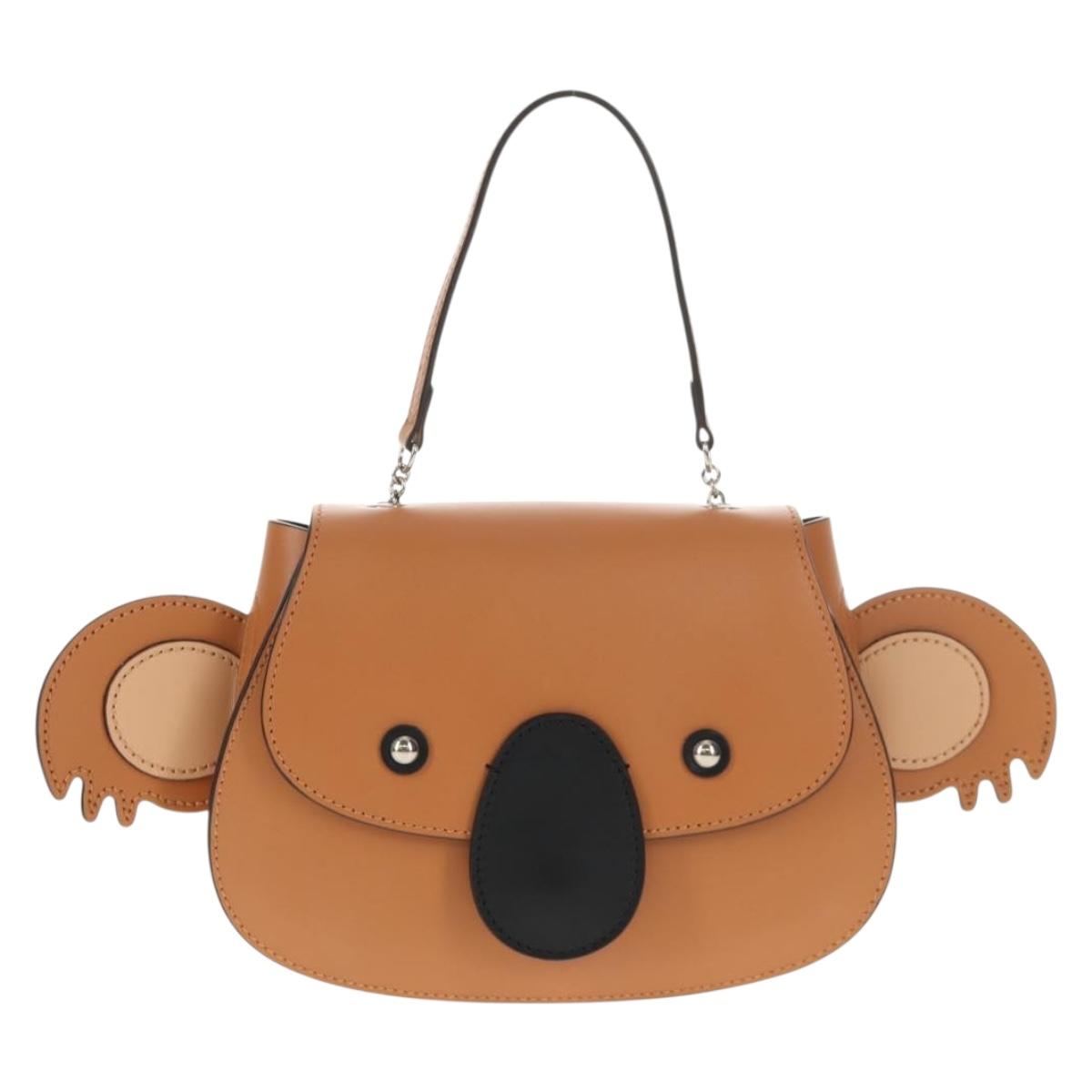 GUCCI Children's Koala Hand Bag Leather Brown Silver 605824 Auth 146368V