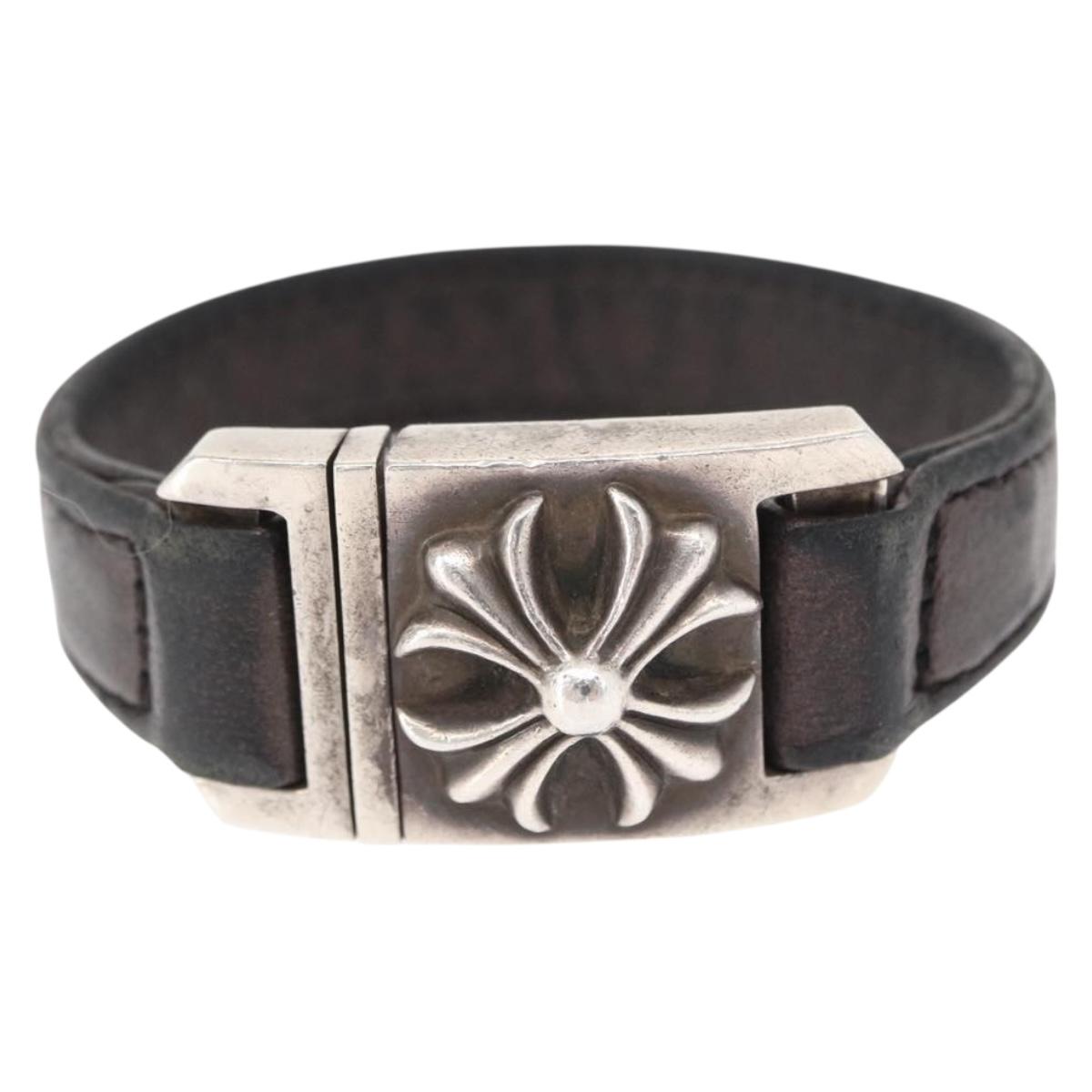 Chrome Hearts CH Plus Harness Clasp 7 Inch Bracelet Ag925 Black Auth 146388M