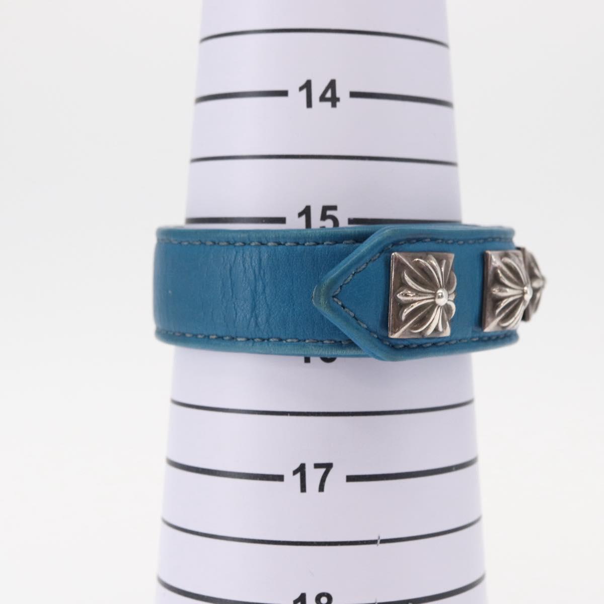 Chrome Hearts 3 Buttons 2 Snaps Pyramid Cross Button Bracelet Blue Auth 146389M