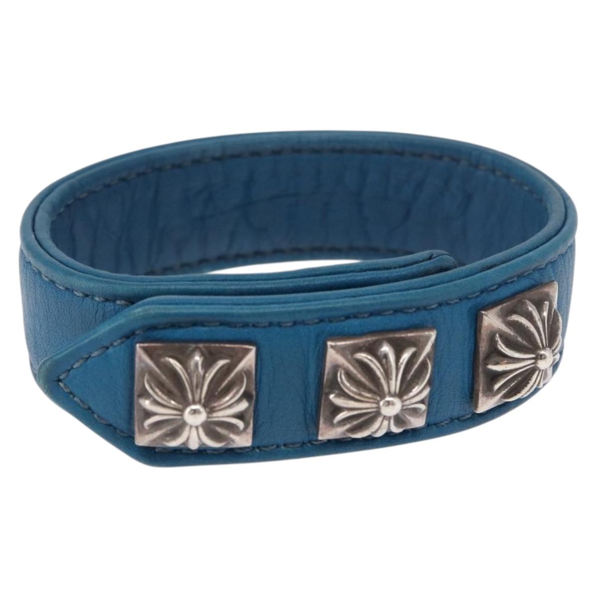 Chrome Hearts 3 Buttons 2 Snaps Pyramid Cross Button Bracelet Blue Auth 146389M