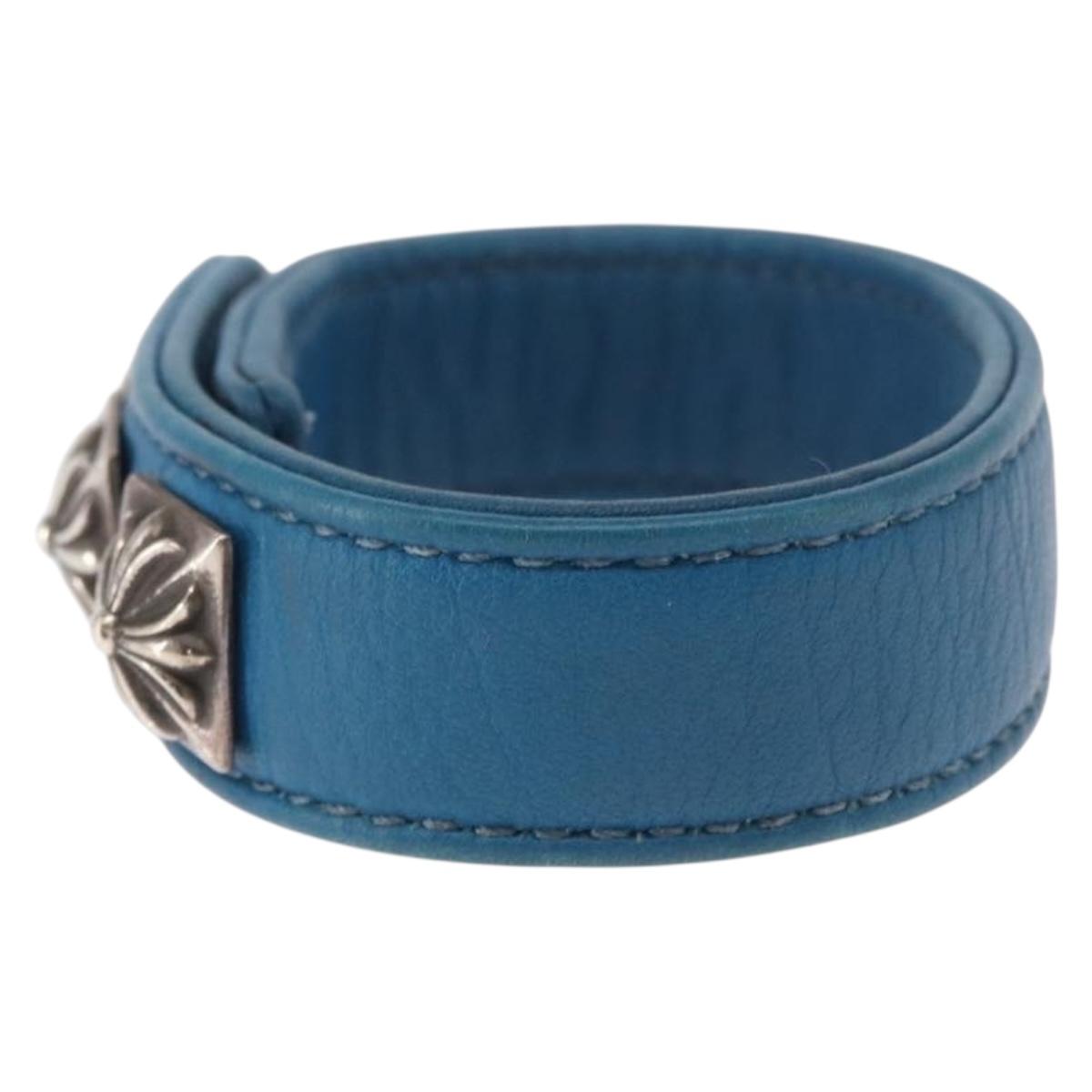 Chrome Hearts 3 Buttons 2 Snaps Pyramid Cross Button Bracelet Blue Auth 146389M