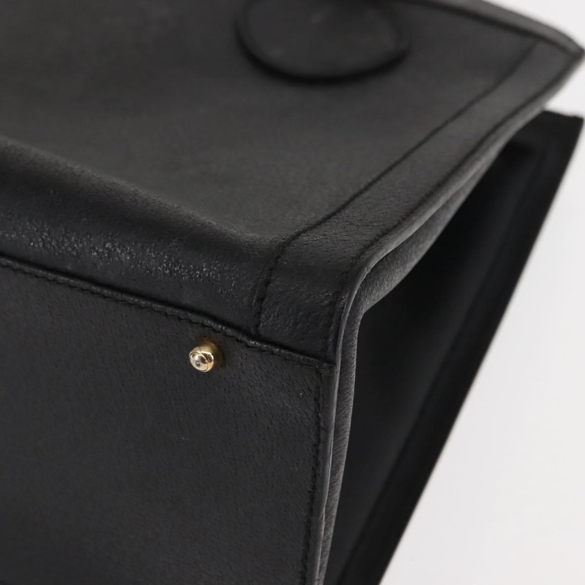 GUCCI Bamboo Hand Bag Leather Black Gold 002 1186 0260 Auth 146413