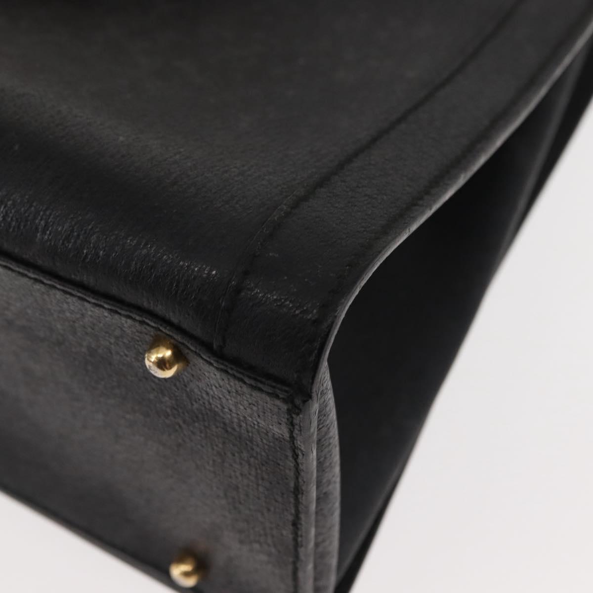 GUCCI Bamboo Hand Bag Leather Black Gold 002 1186 0260 Auth 146413