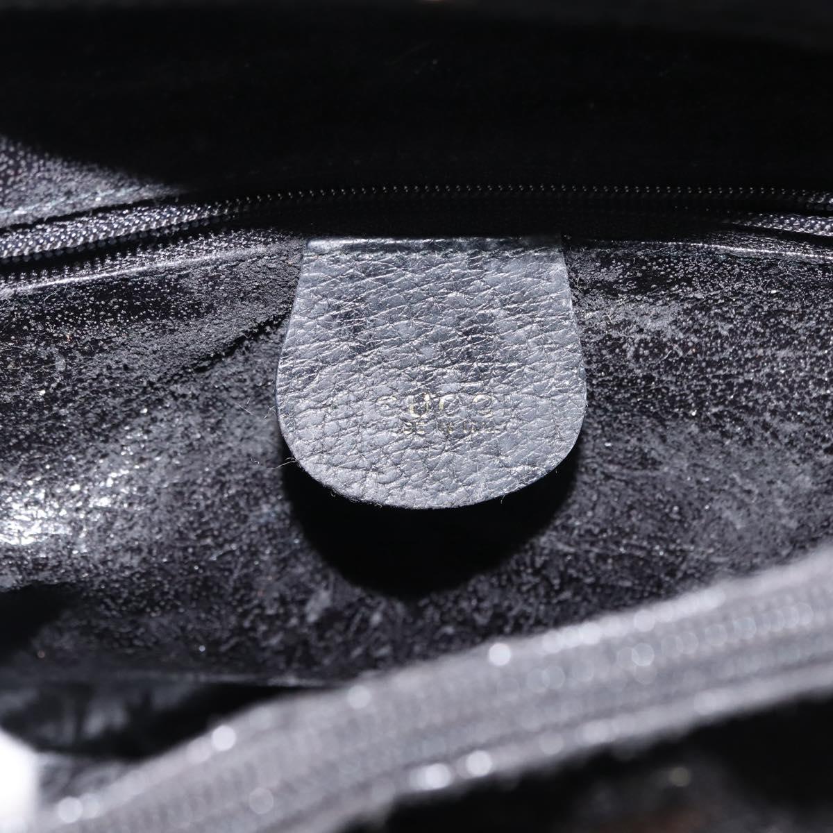 GUCCI Bamboo Hand Bag Leather Black Gold 002 1186 0260 Auth 146413