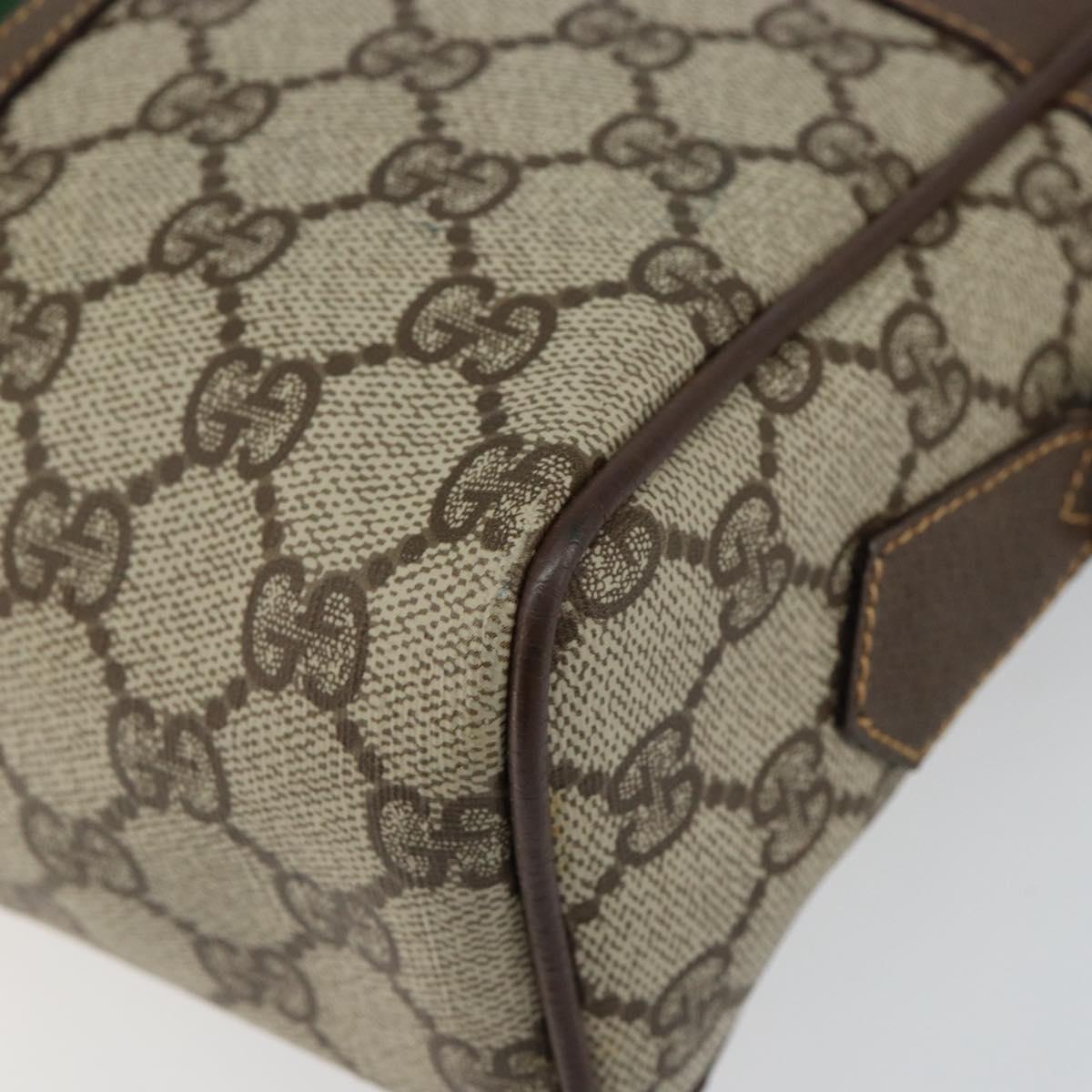 GUCCI GG Supreme Web Sherry Line Bag PVC Beige Gold 001 56 0852 Auth 146414