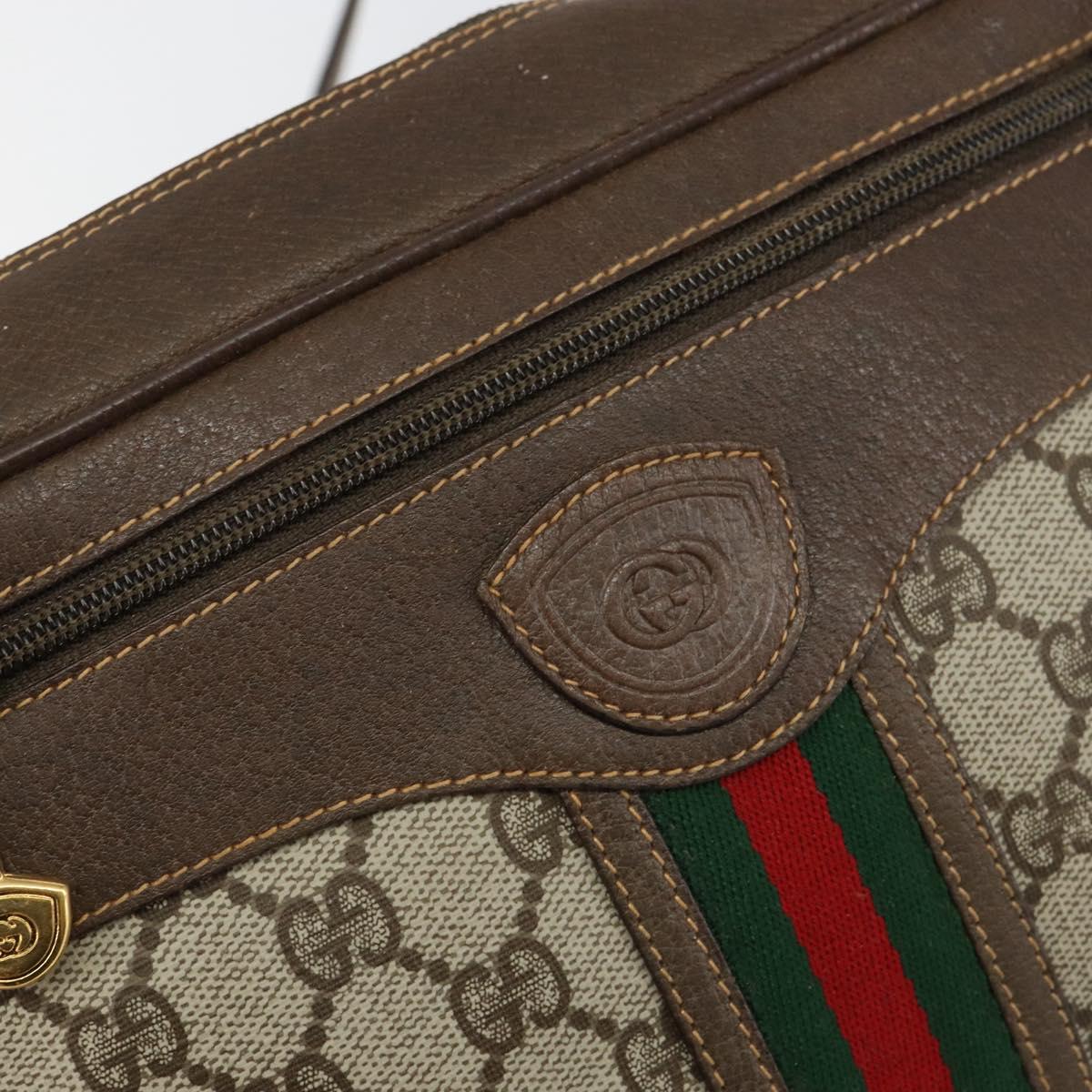 GUCCI GG Supreme Web Sherry Line Bag PVC Beige Gold 001 56 0852 Auth 146414