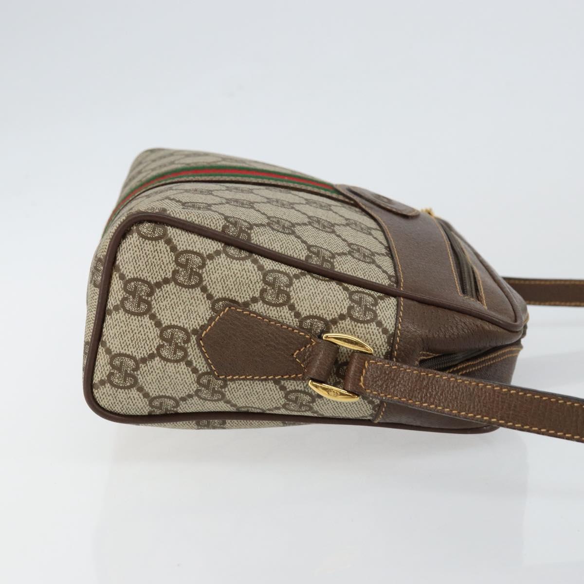 GUCCI GG Supreme Web Sherry Line Bag PVC Beige Gold 001 56 0852 Auth 146414