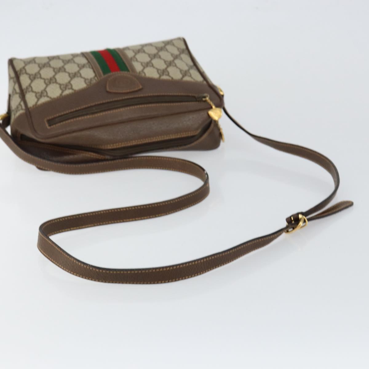 GUCCI GG Supreme Web Sherry Line Bag PVC Beige Gold 001 56 0852 Auth 146414