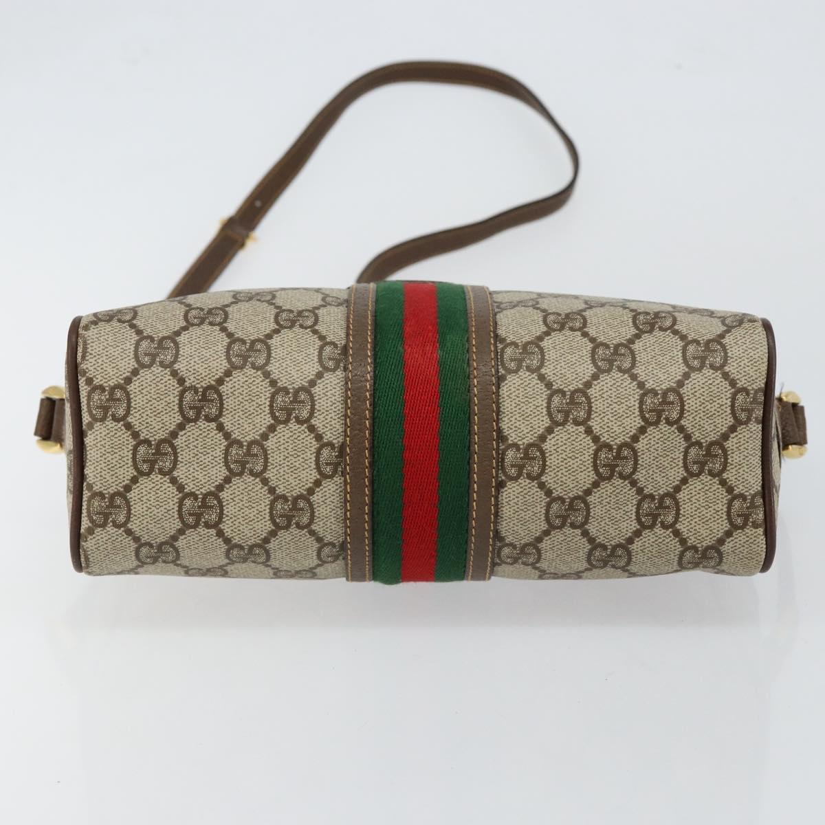 GUCCI GG Supreme Web Sherry Line Bag PVC Beige Gold 001 56 0852 Auth 146414