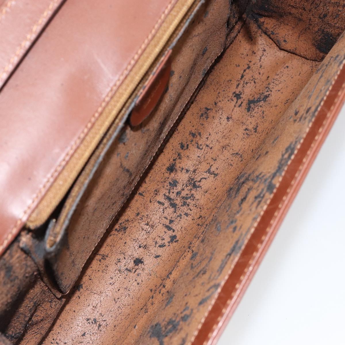 GUCCI Shoulder Bag Suede Leather Brown Gold Auth 146416