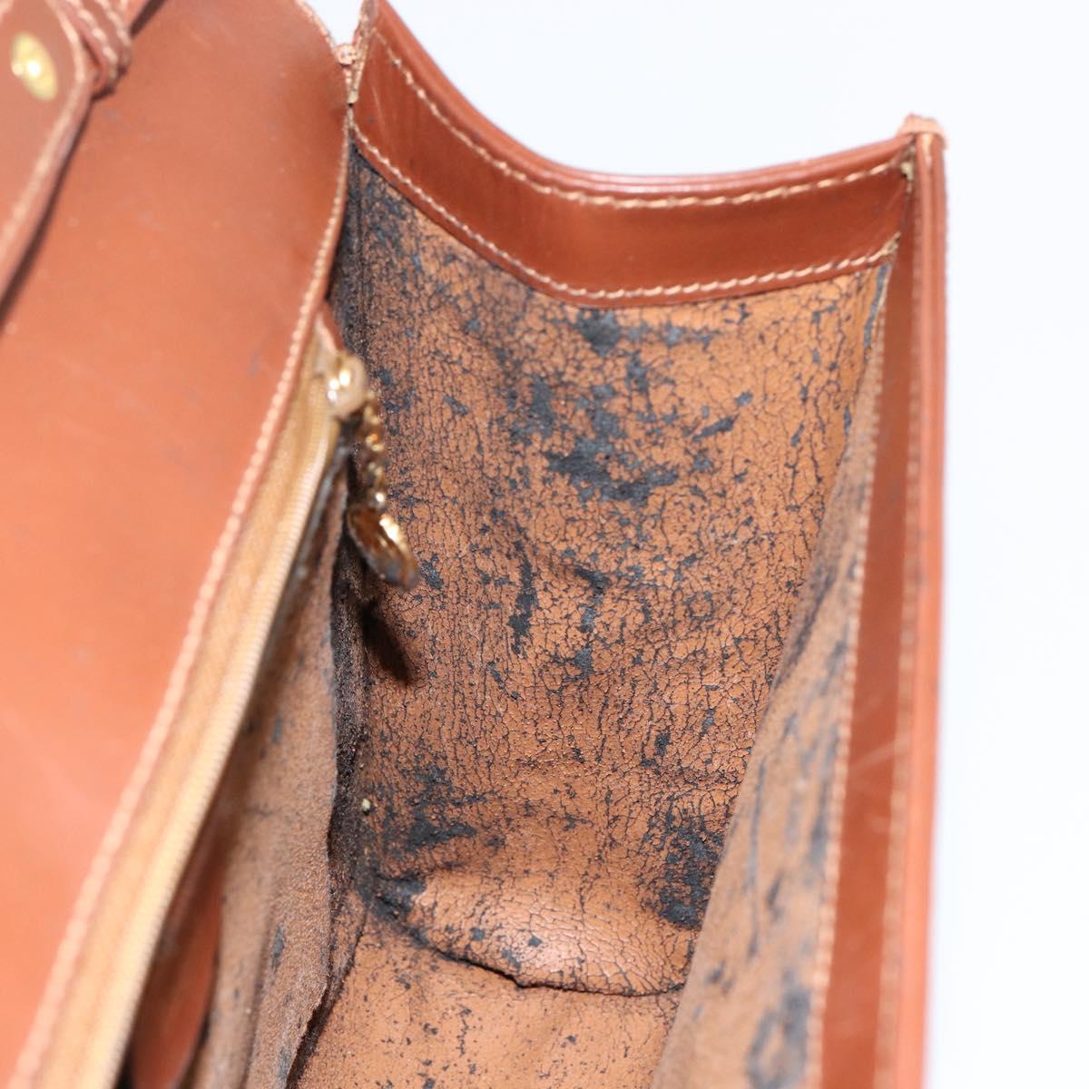 GUCCI Shoulder Bag Suede Leather Brown Gold Auth 146416