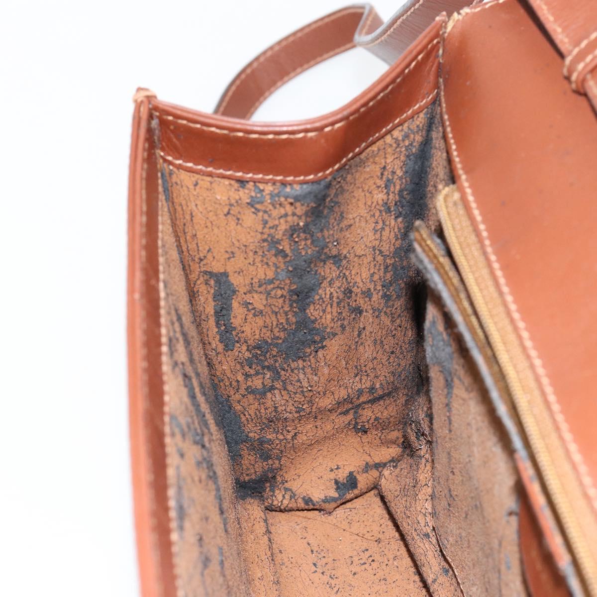 GUCCI Shoulder Bag Suede Leather Brown Gold Auth 146416