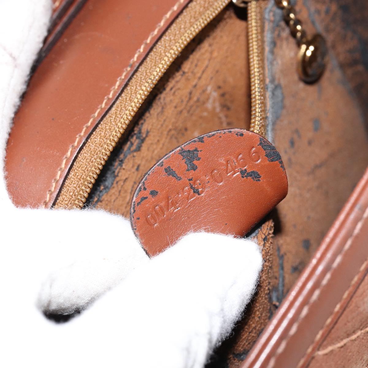 GUCCI Shoulder Bag Suede Leather Brown Gold Auth 146416