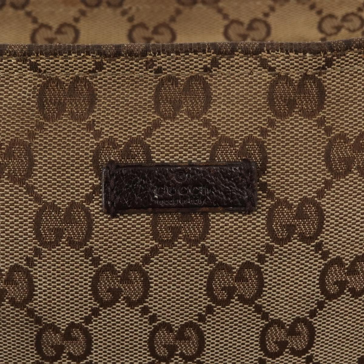 GUCCI GG Canvas Web Sherry Line Shoulder Bag Beige Silver 189749 Auth 146417