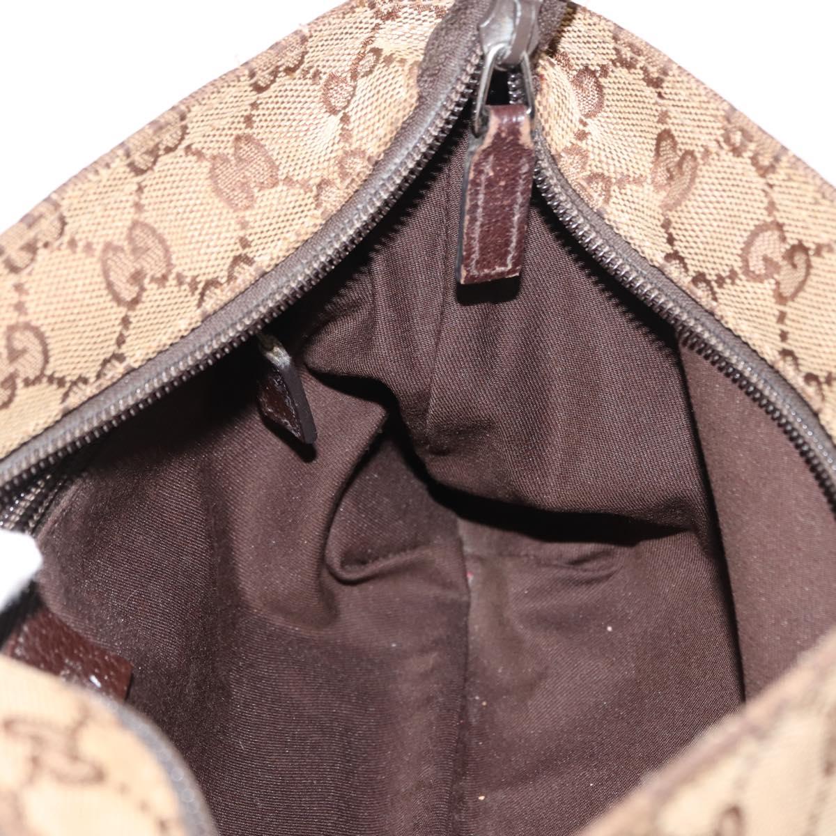GUCCI GG Canvas Web Sherry Line Shoulder Bag Beige Silver 189749 Auth 146417