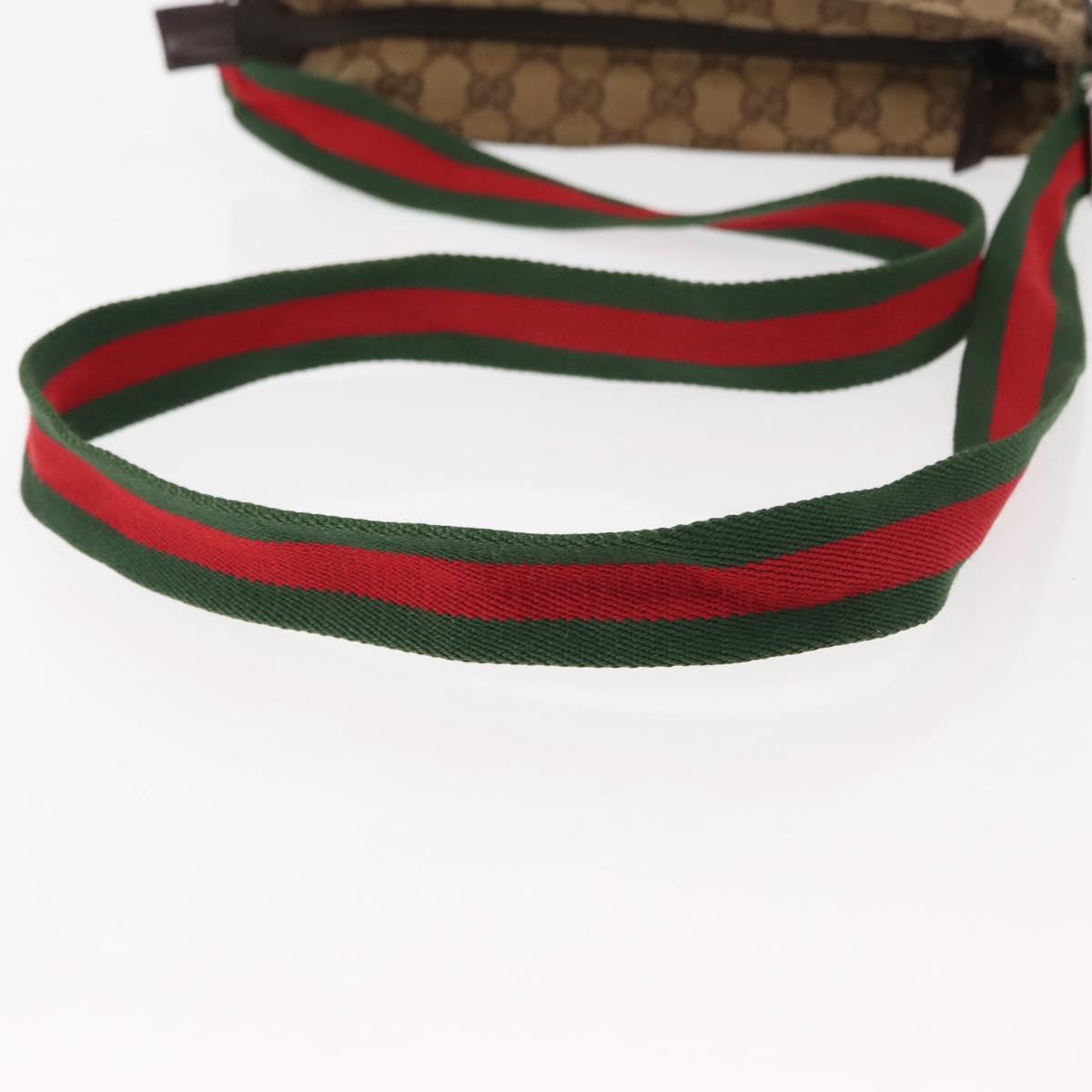 GUCCI GG Canvas Web Sherry Line Shoulder Bag Beige Silver 189749 Auth 146417