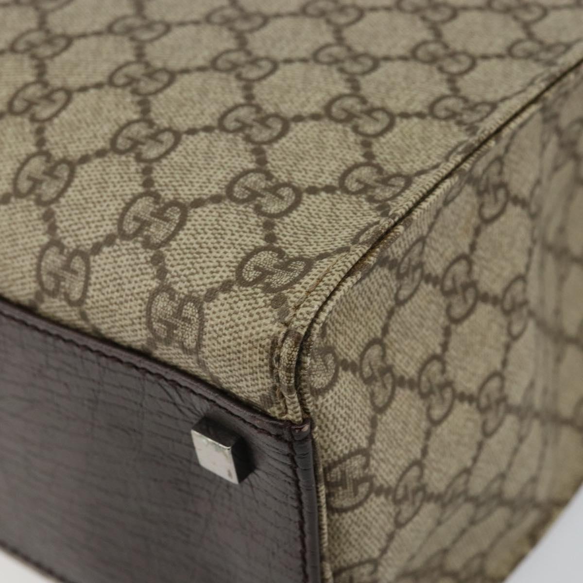 GUCCI GG Supreme Tote Bag PVC Beige Silver 91249 Auth 146418