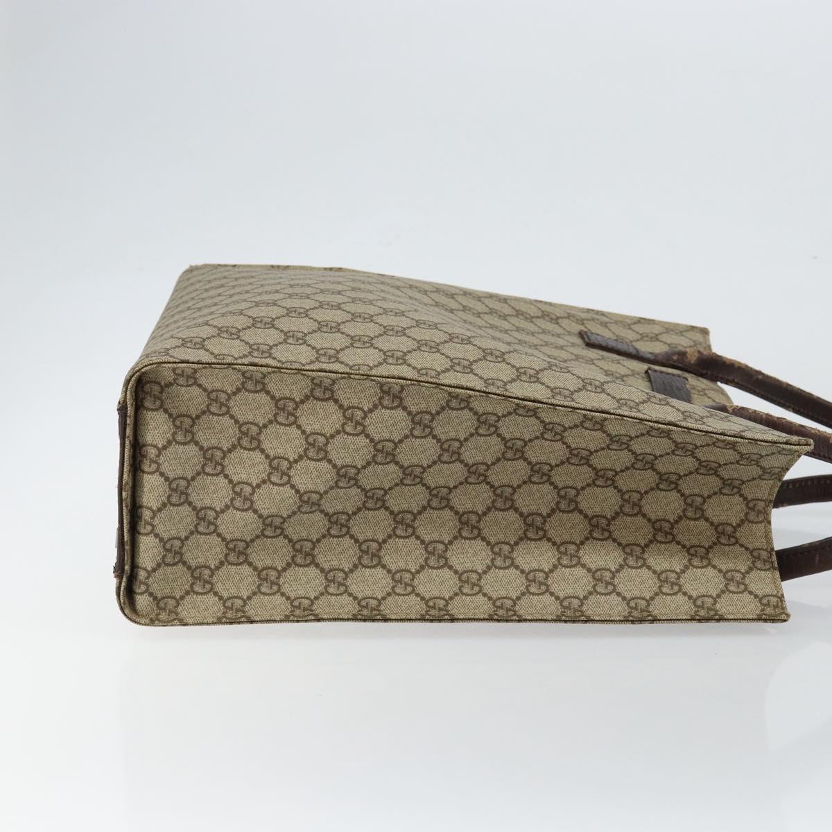 GUCCI GG Supreme Tote Bag PVC Beige Silver 91249 Auth 146418