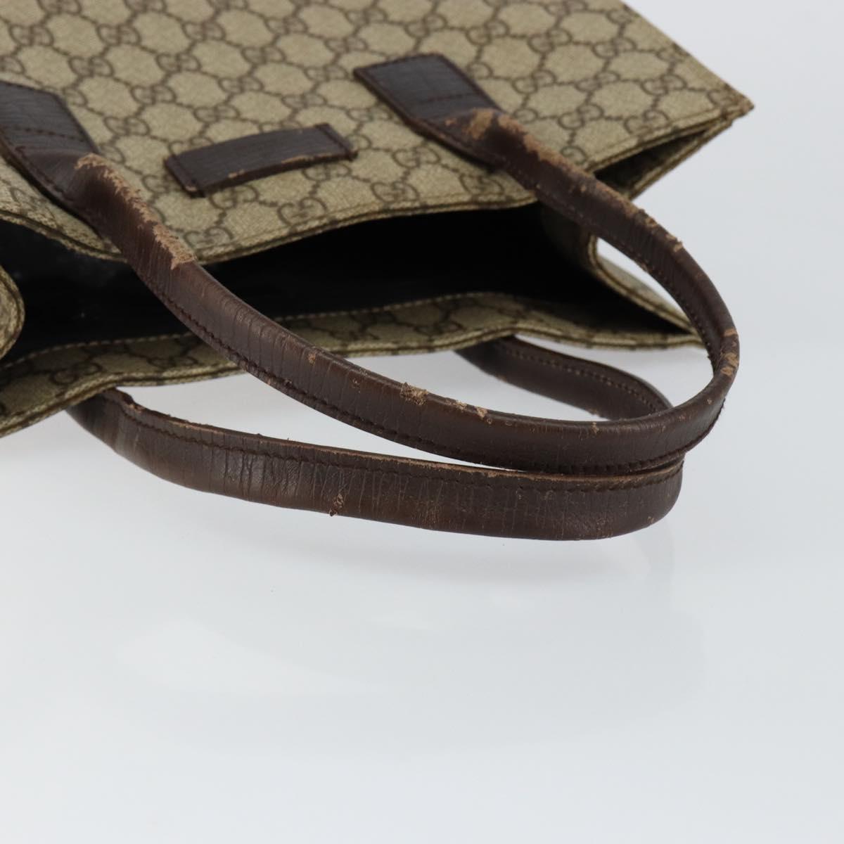 GUCCI GG Supreme Tote Bag PVC Beige Silver 91249 Auth 146418
