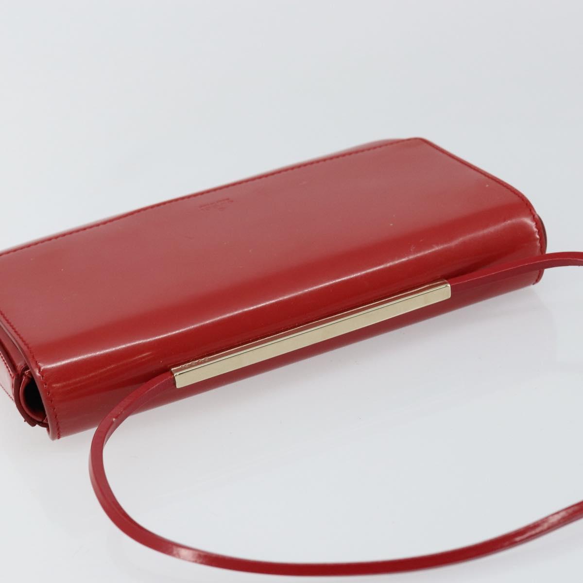 GUCCI Hand Bag Leather Red Gold 001 4227 Auth 146419