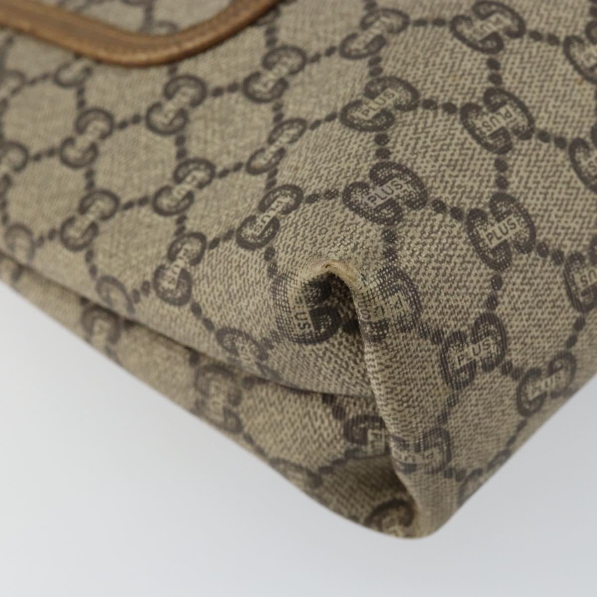 GUCCI GG Plus Supreme Web Sherry Line Tote Bag PVC Beige Gold Auth 146421