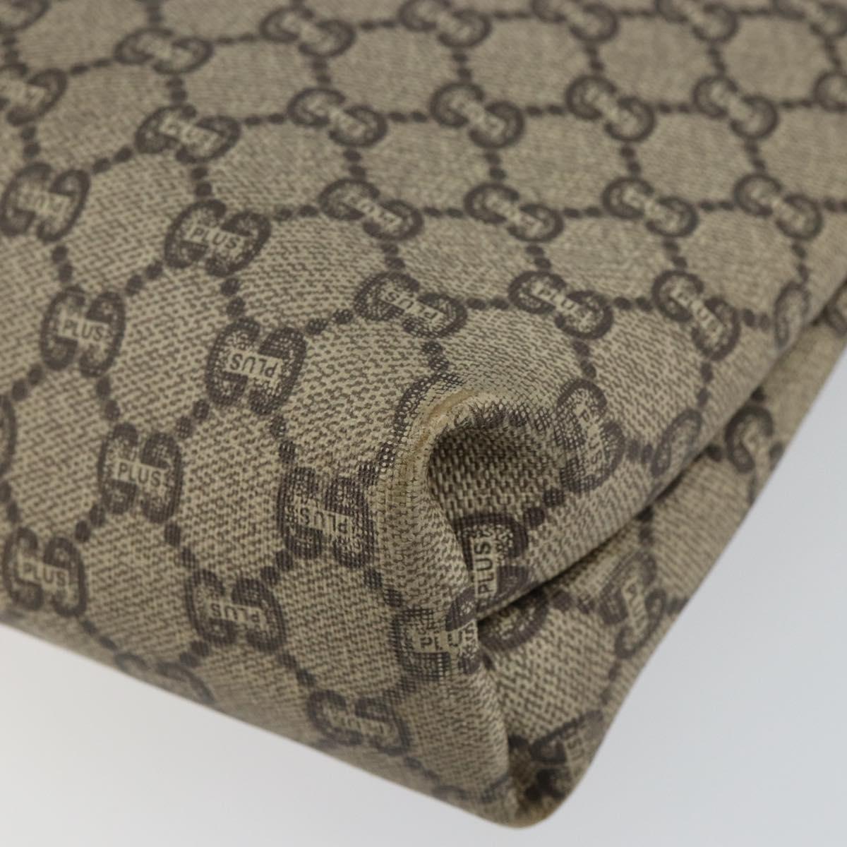 GUCCI GG Plus Supreme Web Sherry Line Tote Bag PVC Beige Gold Auth 146421