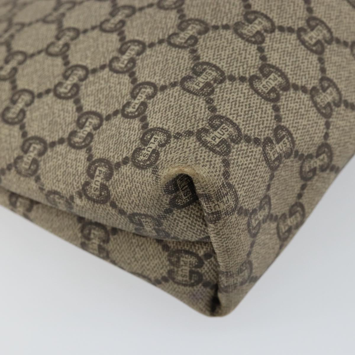 GUCCI GG Plus Supreme Web Sherry Line Tote Bag PVC Beige Gold Auth 146421