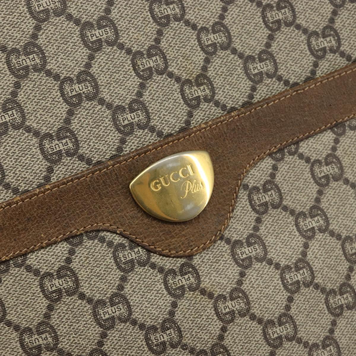 GUCCI GG Plus Supreme Web Sherry Line Tote Bag PVC Beige Gold Auth 146421