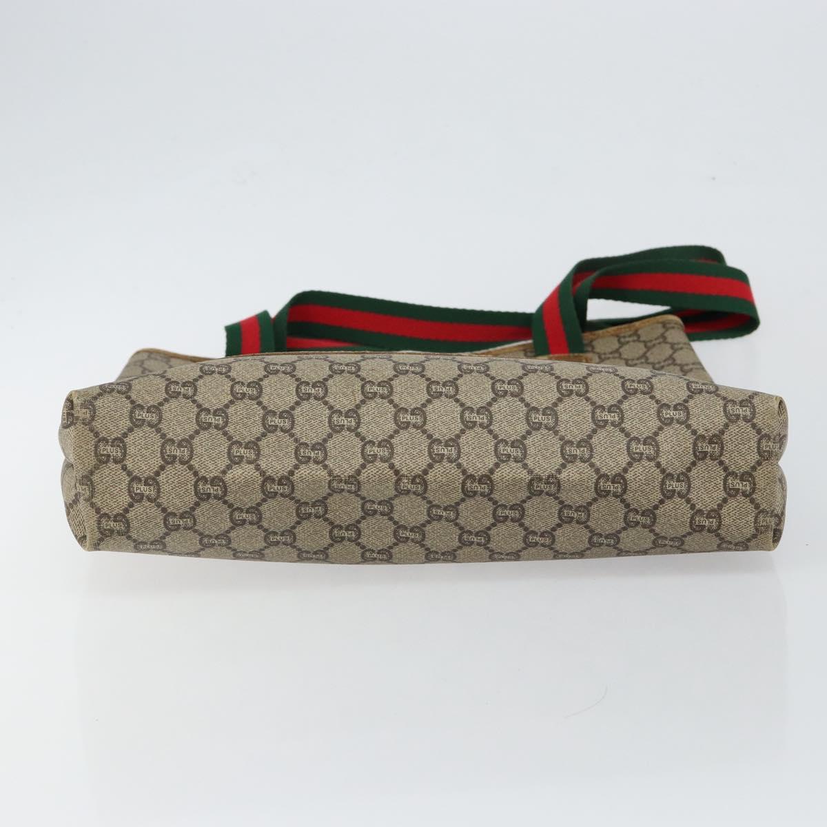 GUCCI GG Plus Supreme Web Sherry Line Tote Bag PVC Beige Gold Auth 146421