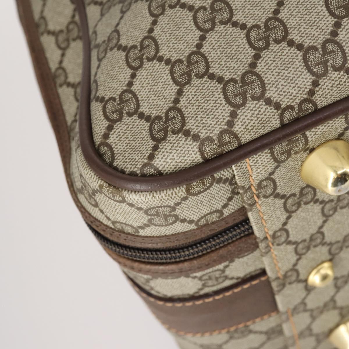 GUCCI GG Supreme Web Sherry Line Travel Bag PVC Beige Gold Auth 146422