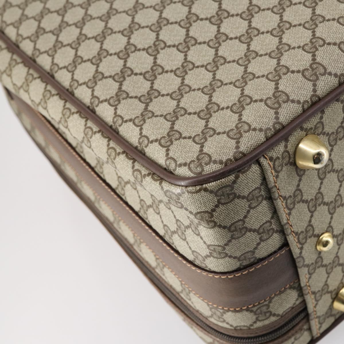 GUCCI GG Supreme Web Sherry Line Travel Bag PVC Beige Gold Auth 146422