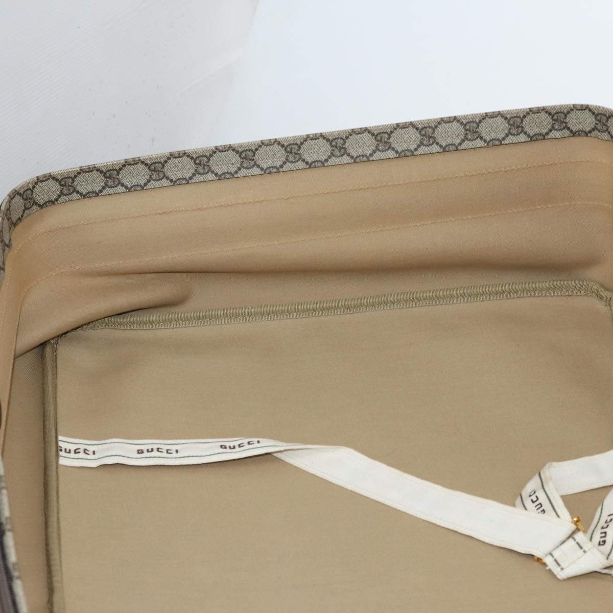 GUCCI GG Supreme Web Sherry Line Travel Bag PVC Beige Gold Auth 146422