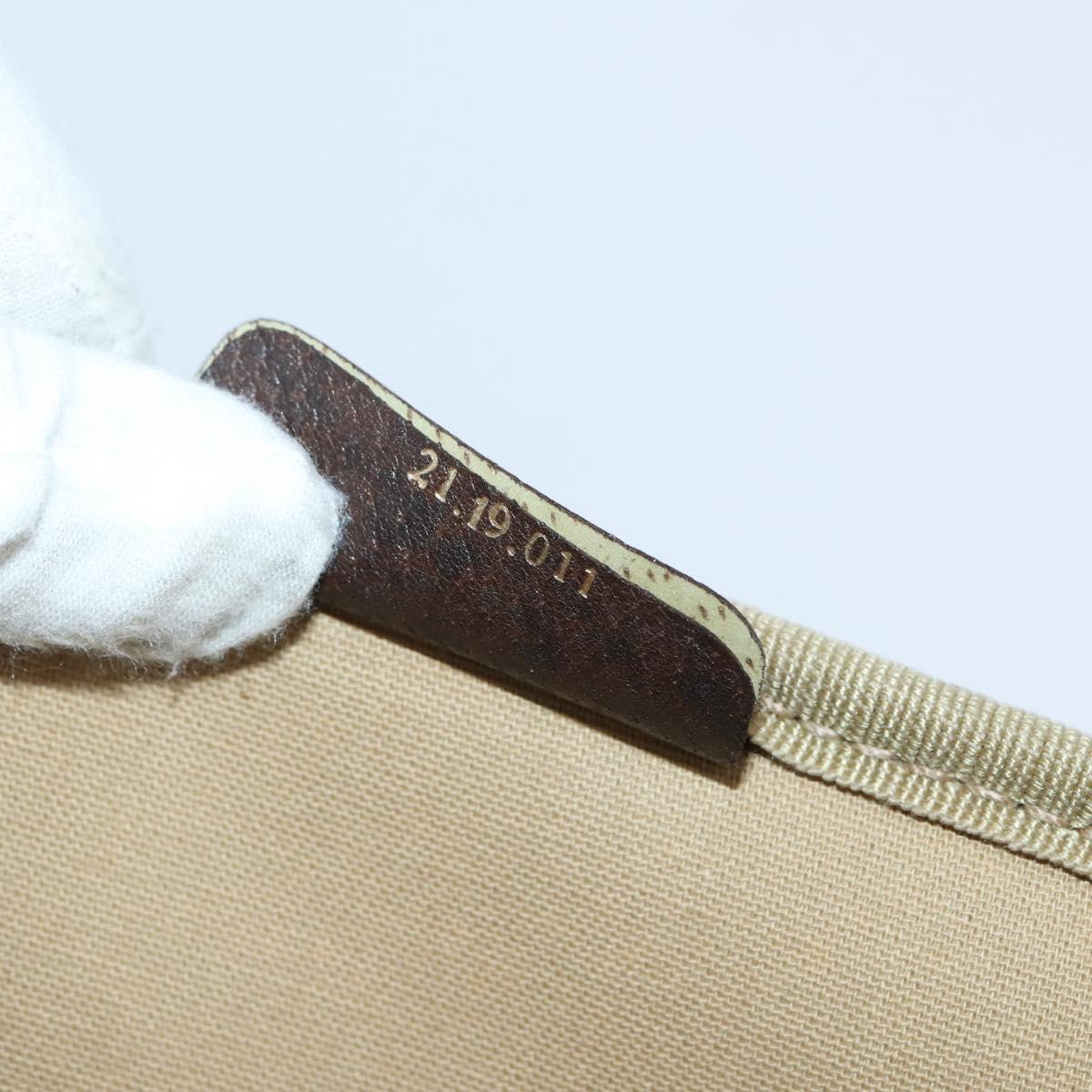 GUCCI GG Supreme Web Sherry Line Travel Bag PVC Beige Gold Auth 146422