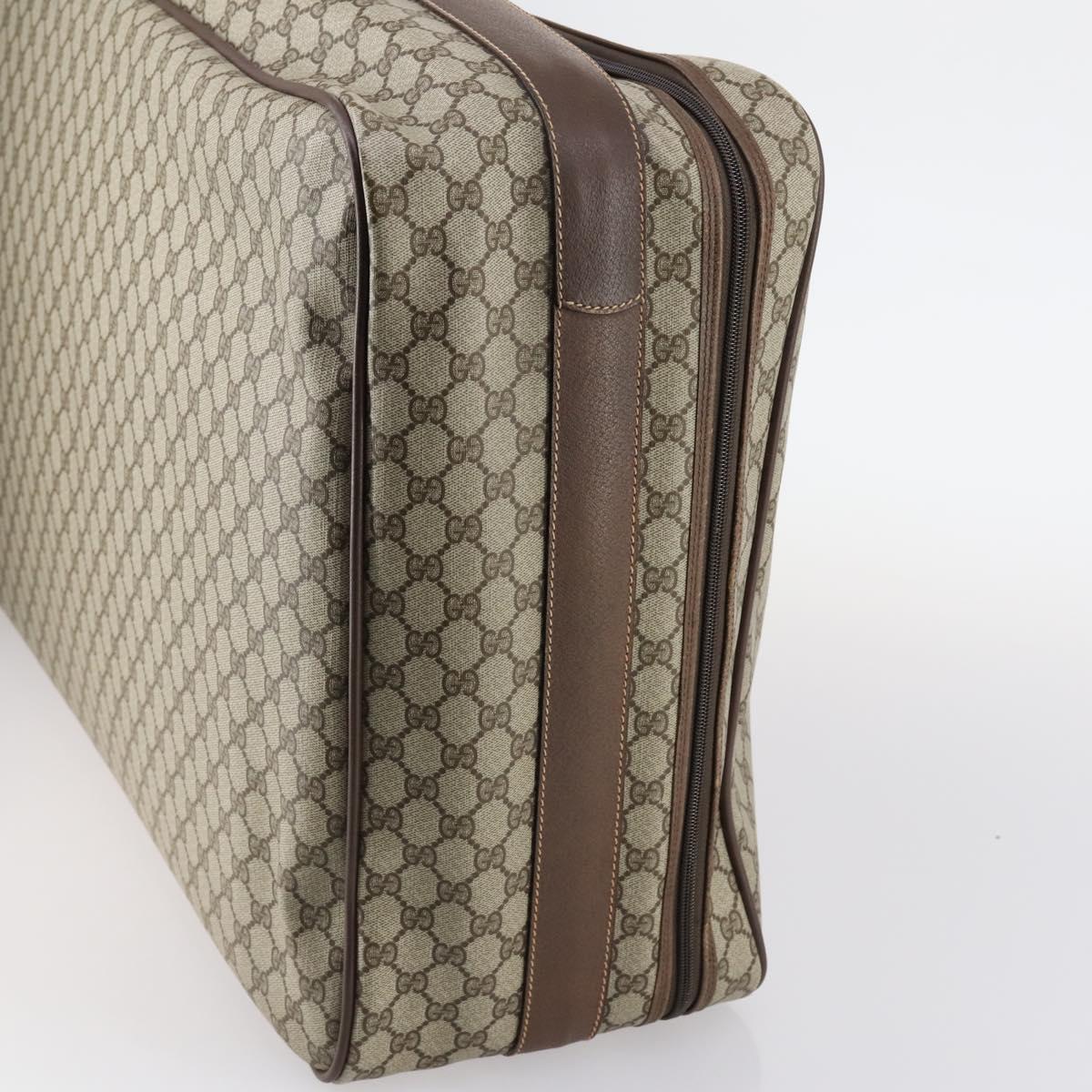 GUCCI GG Supreme Web Sherry Line Travel Bag PVC Beige Gold Auth 146422